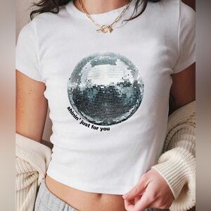✨ -SHEIN Curve Disco Ball White Top✨